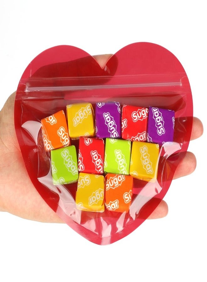 HRX Package 100pcs Small Bags for Small Business, 3.5x5 inch Heart-Shaped Jewelry Bags Clear Mylar Ziplock Baggies Cute Packaging Supplies for Bracelet Sample (Red） - Image 2